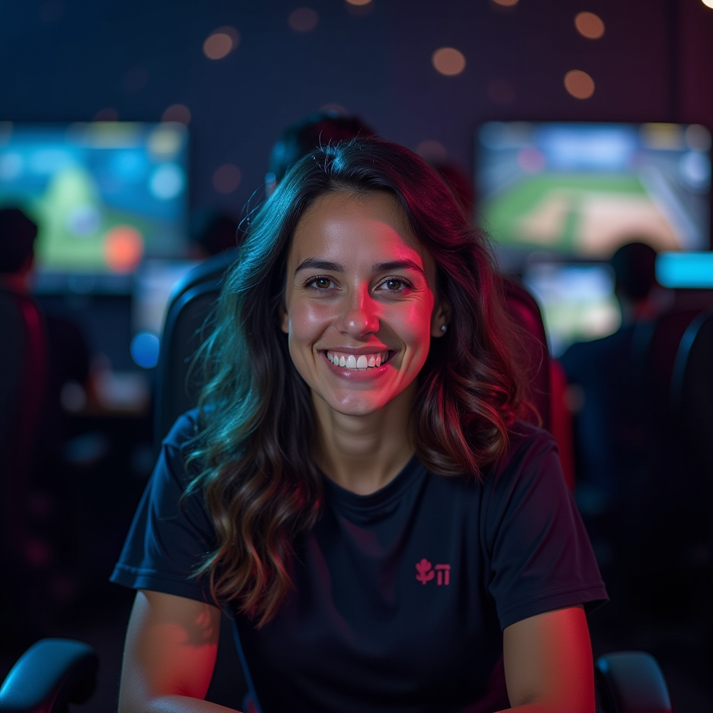 Julia Oliveira, Video Content Producer at MobileEsports Arena, creating tournament highlights and match analysis videos